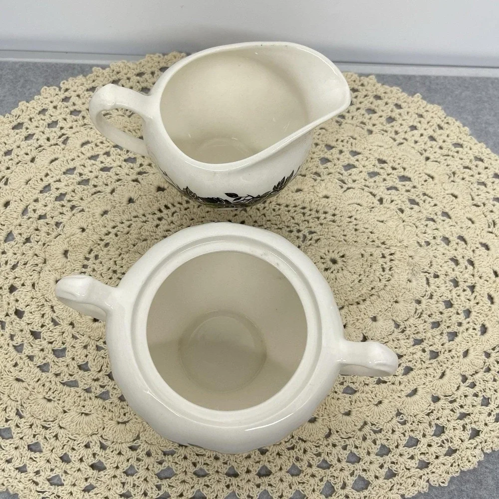 Vintage 1955 J & G Meakin Welcome Home Sugar & Creamer Set England Missing Lid